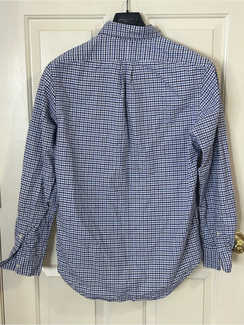 Ralph Lauren Shirt Mens Medium White Blue Check Long Sleeve Flesh Pony Casual - Picture 2 of 6